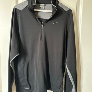 Nike Black and Gray Pullover with Quarter-Zip size MED